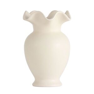 Scallop Ruffle Off-White Ceramic Vase - Home Decor Collection